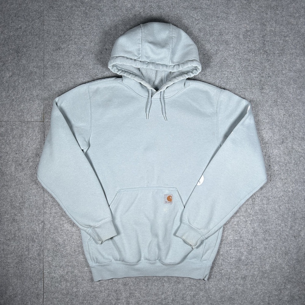 Vintage Carhartt TS0288 Hoodie Mens Small Light Blue / Sage Grey Y2K Workwear